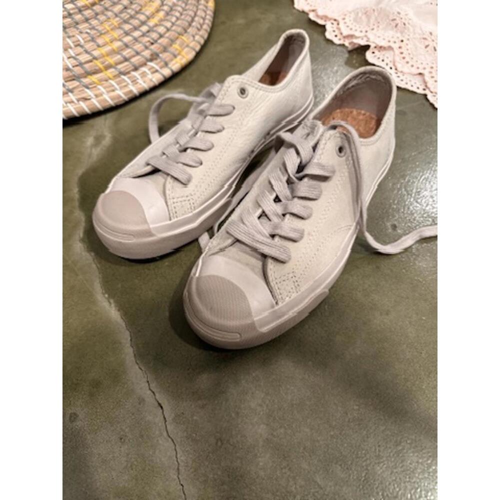 Converse Jack Purcell low-top leather sneakers‎ in Grey/Beige  7.5